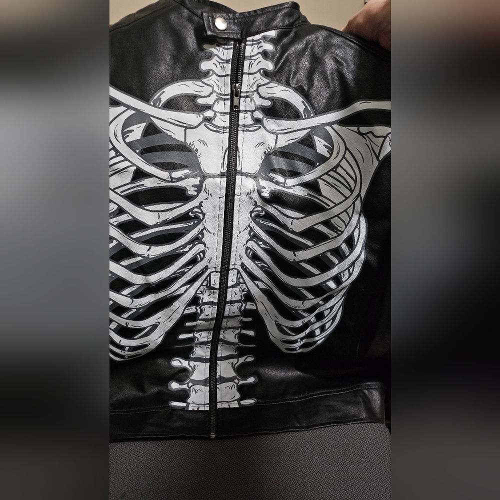 NWT Faux Leather Skeleton Coat